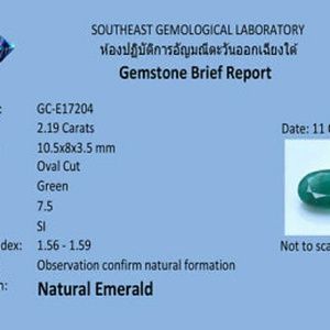 Natural Emerald 2.19 Cts  Certifi